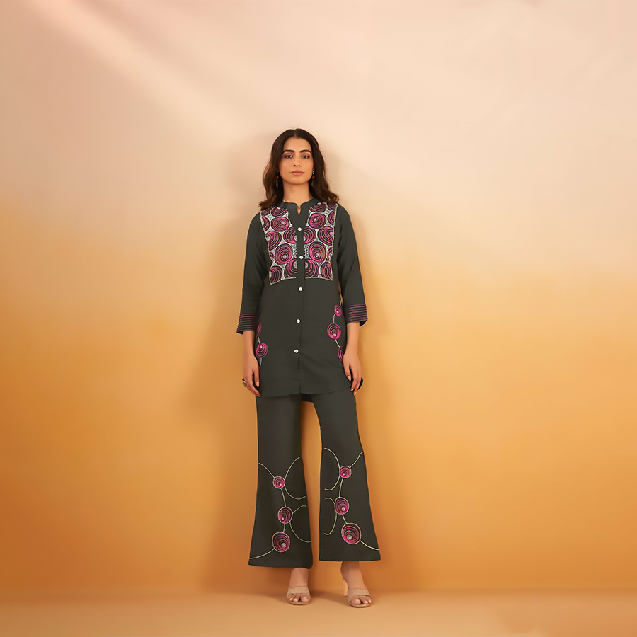 Black Viscose Silk Casual Kurtis