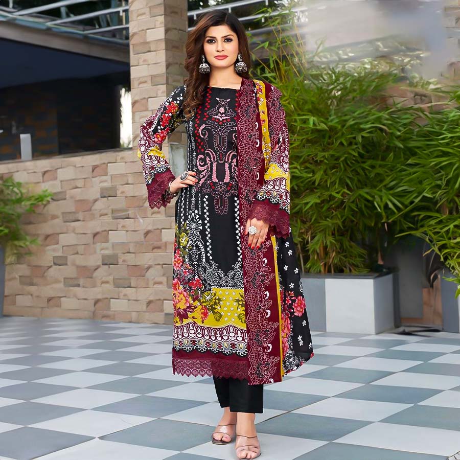 Red Cotton Printed Salwar Kameez