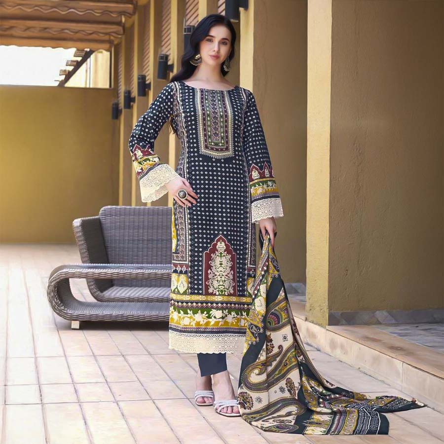 Blue Cotton Printed Salwar Kameez