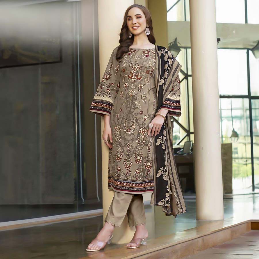 Grey Soft Cotton Casual Wear Salwar Kameez