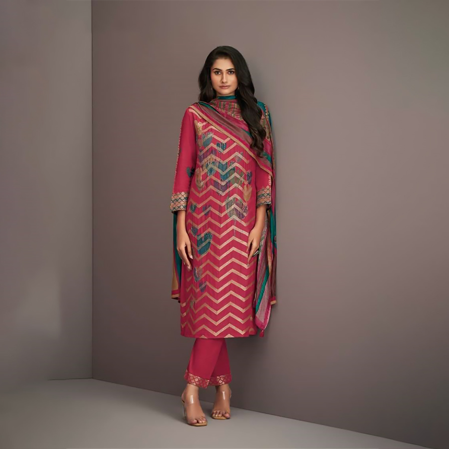 Pink Muslin jacquard Designer Suit