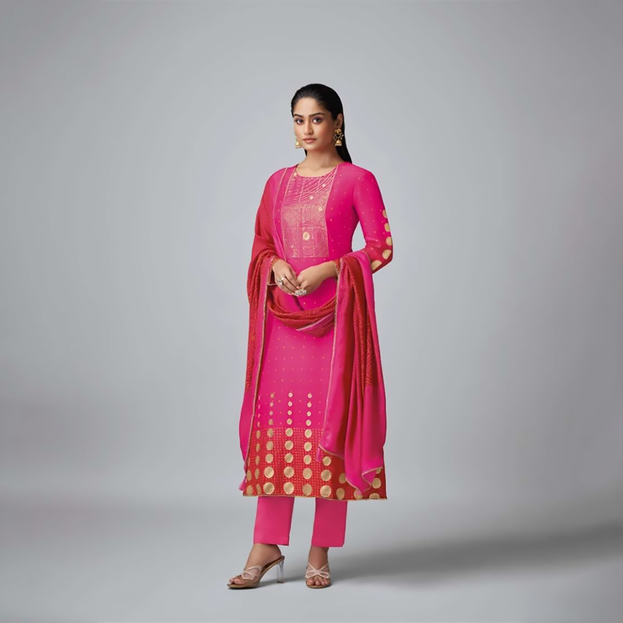 Pink Muslin  Designer Suit