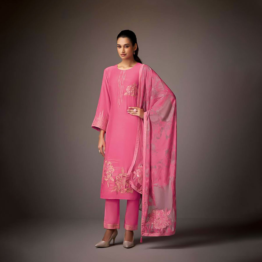 Pink  Muslin Jacquard Designer Salwar Kameez