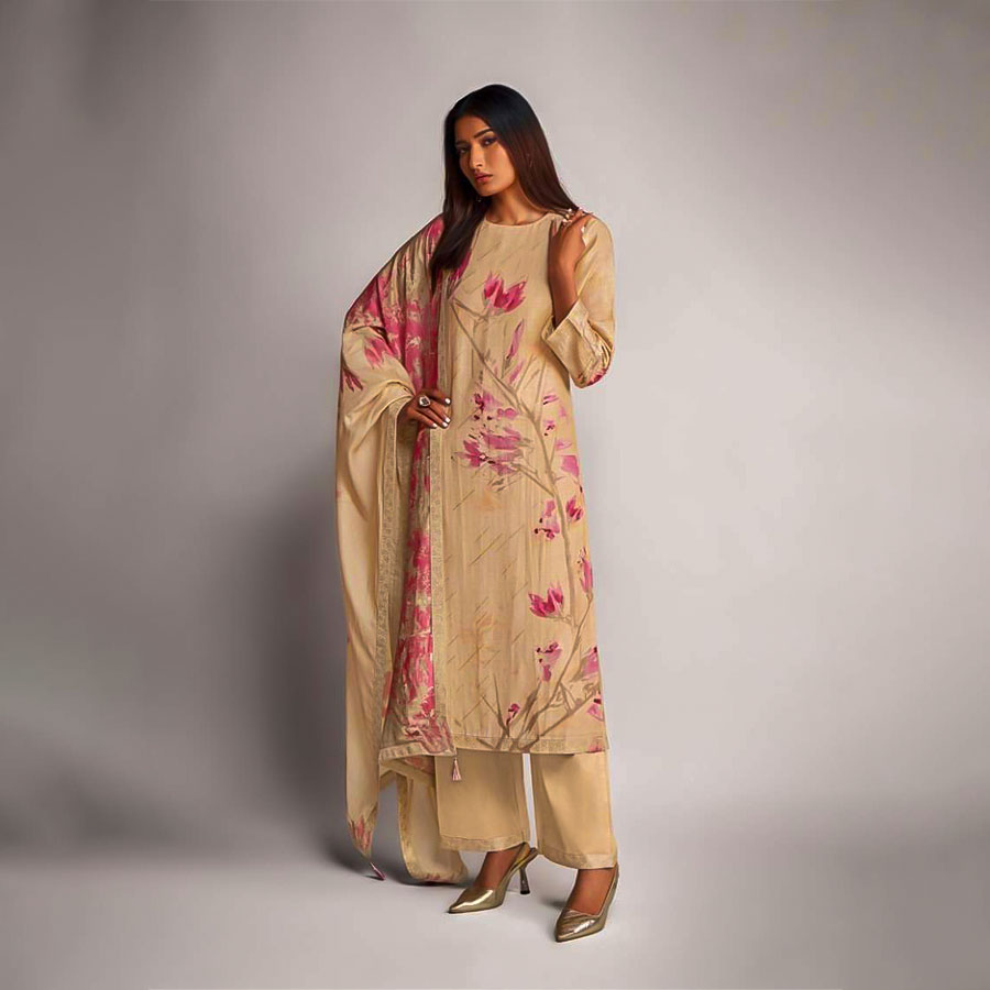 Light Yellow Pure Linen Designer Salwar Kameez