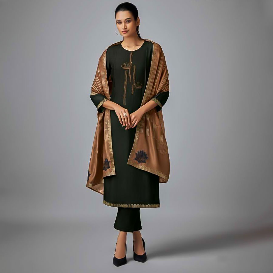 Black  Tusser Silk Party Wear Salwar Kameez