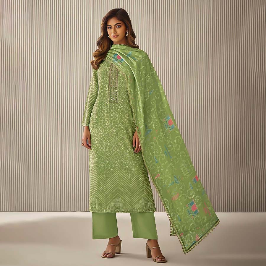 Green Silk Party Wear Salwar Kameez