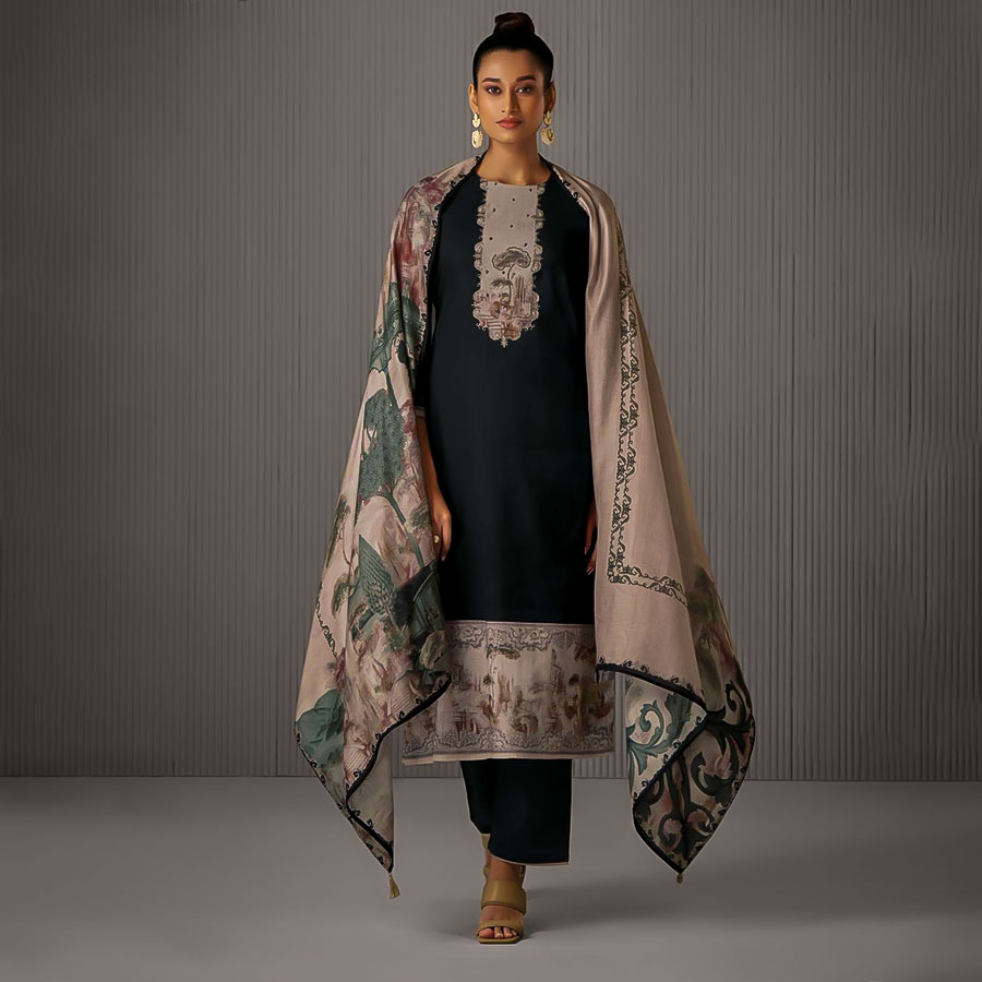 Black Lawn Cotton Party Wear Salwar Kameez