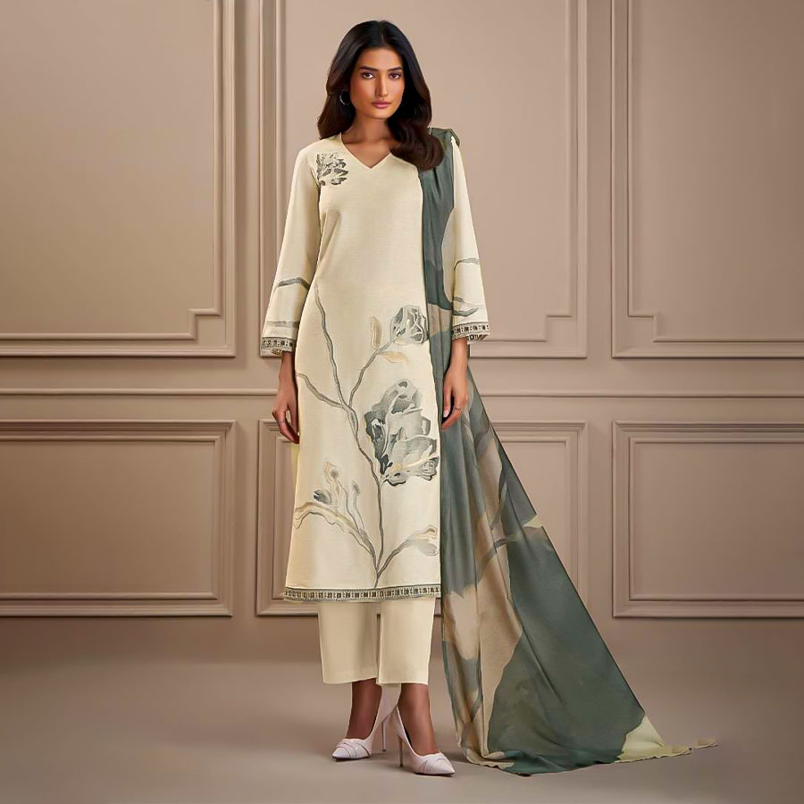 White  Cotton Silk Jacquard Party Wear Salwar Kameez