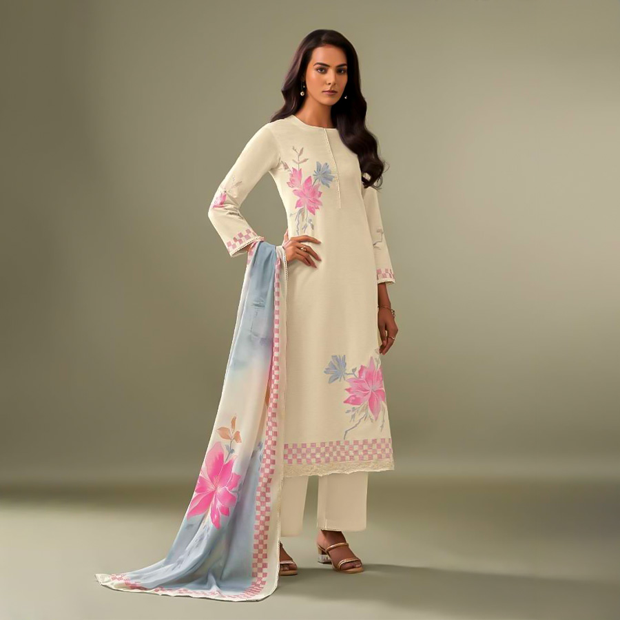 White  Cotton Silk Party Wear Salwar Kameez