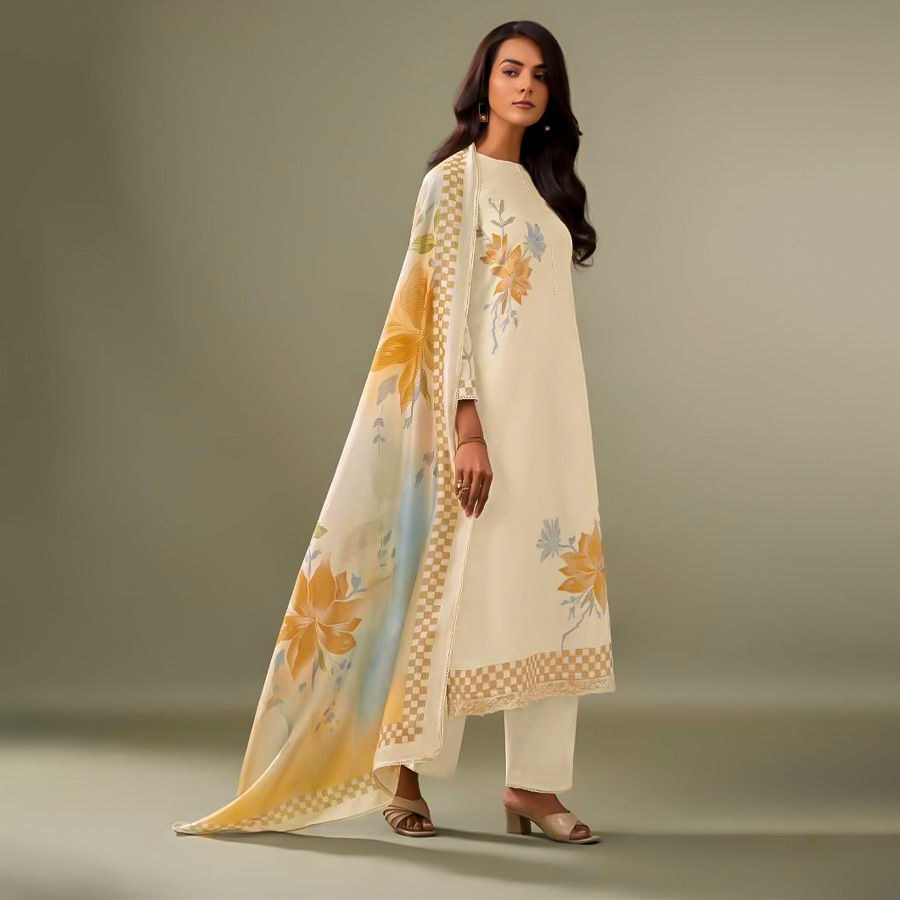 White  Cotton Silk Party Wear Salwar Kameez