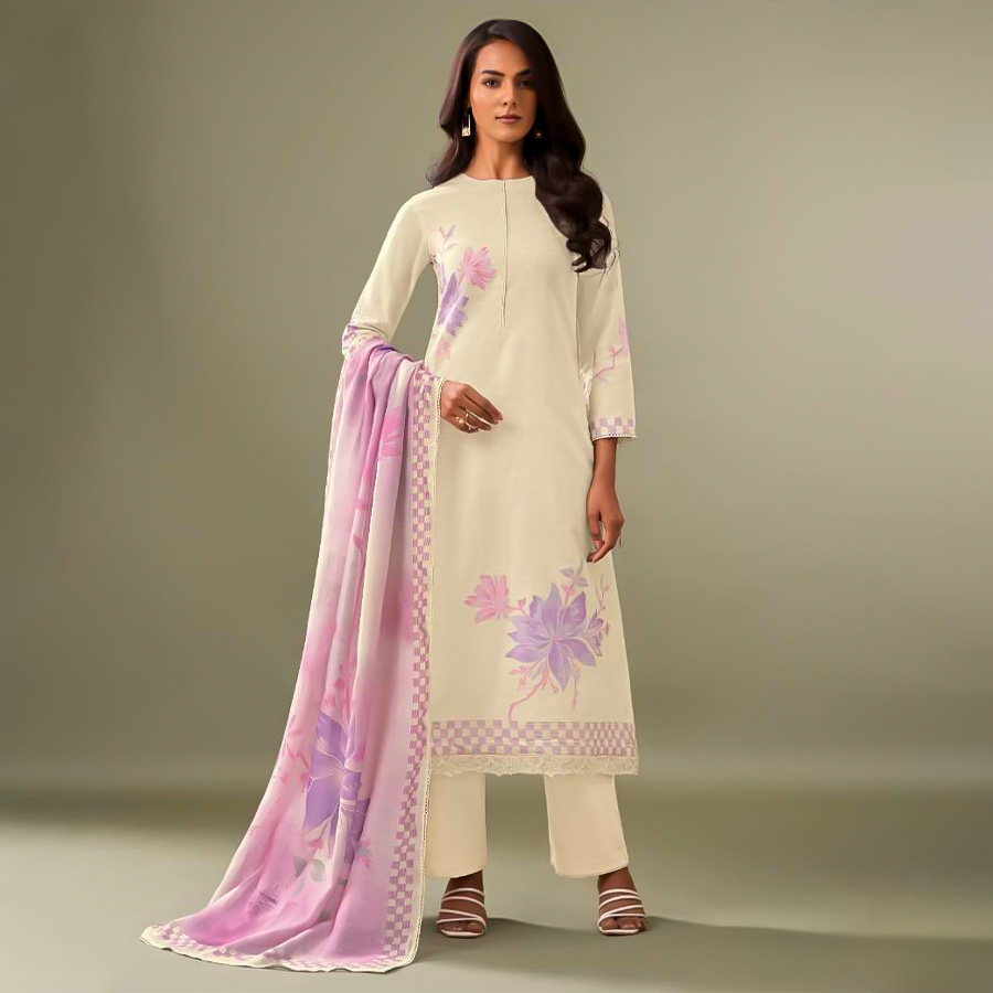 White  Cotton Silk Party Wear Salwar Kameez