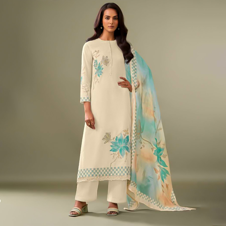 White  Cotton Silk Party Wear Salwar Kameez