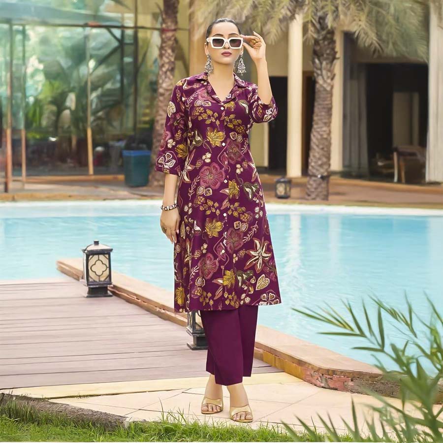 Violet  Vertican Casual Wear Kurti