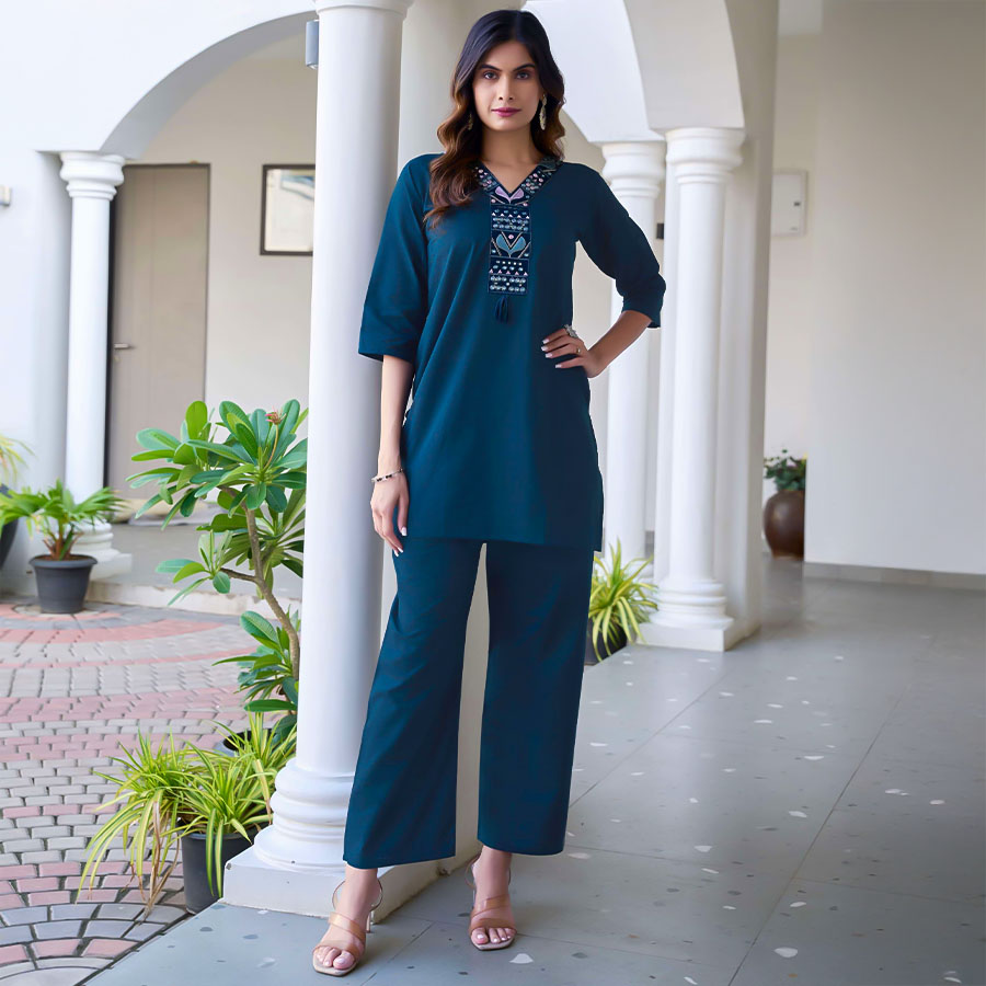 Blue Cotton Casual Wear Kurti