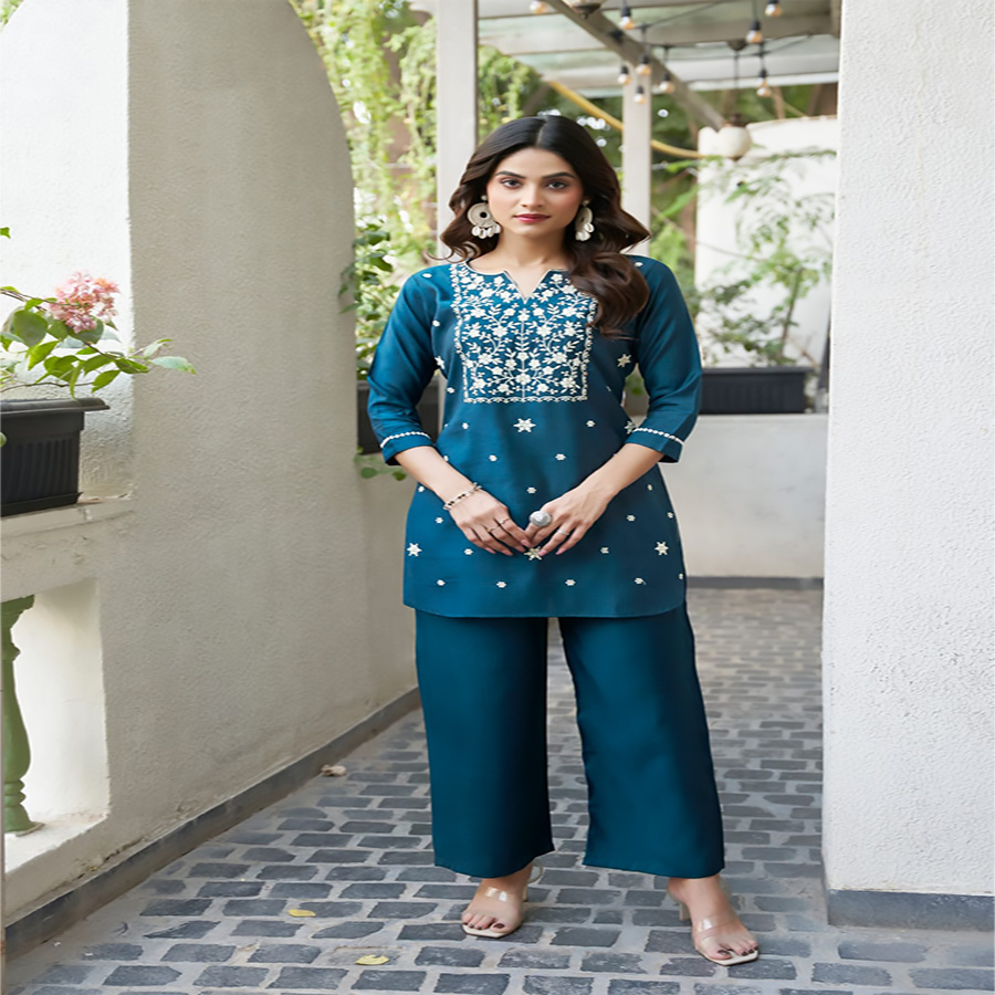 Blue SILK Designer Kurtis