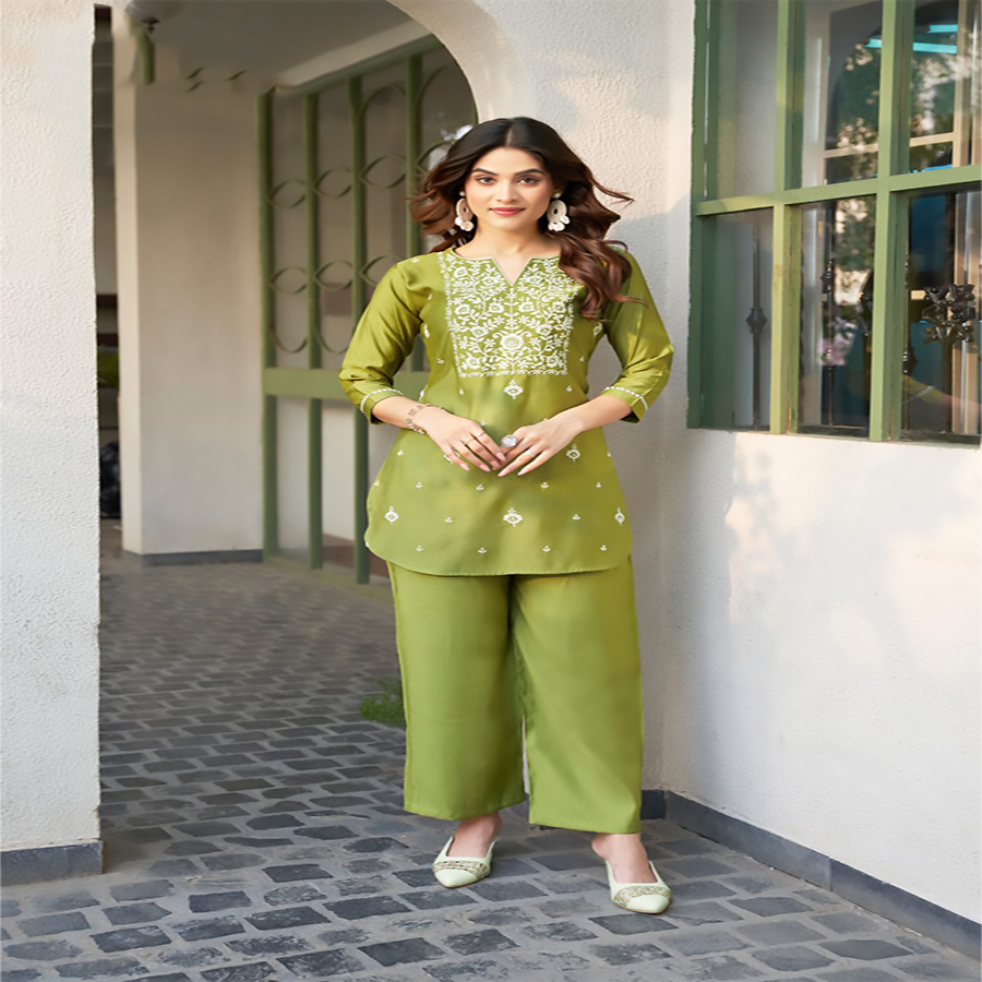 Green SILK Designer Kurtis