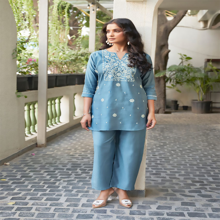 Blue SILK Designer Kurtis