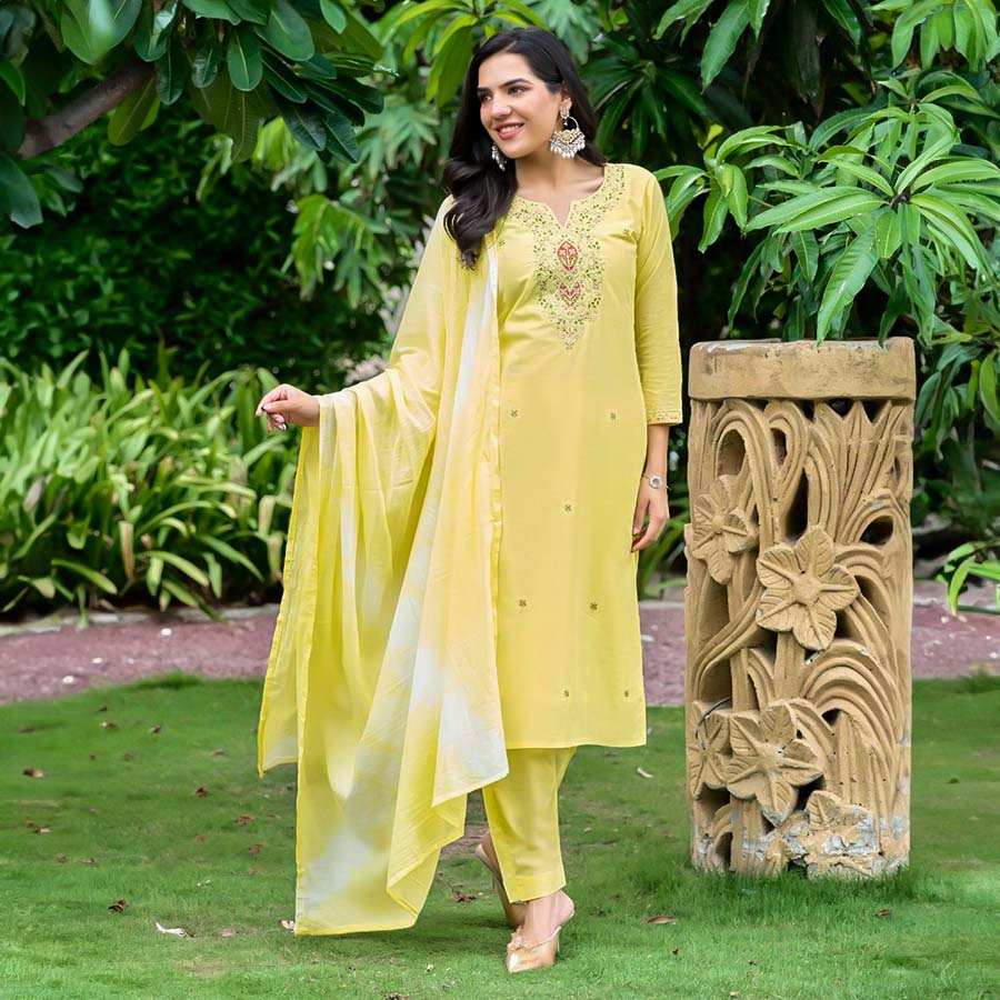 Green  Cotton Casual Wear Salwar Kameez