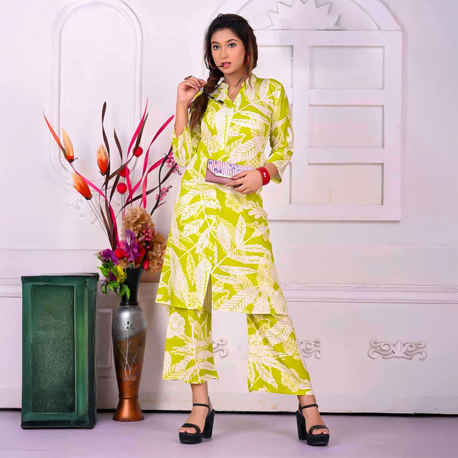 Green  Rayon Printed Kurti