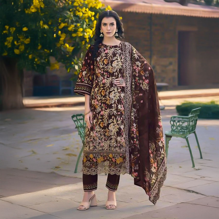 Brown Lawn Casual Wear Salwar Kameez