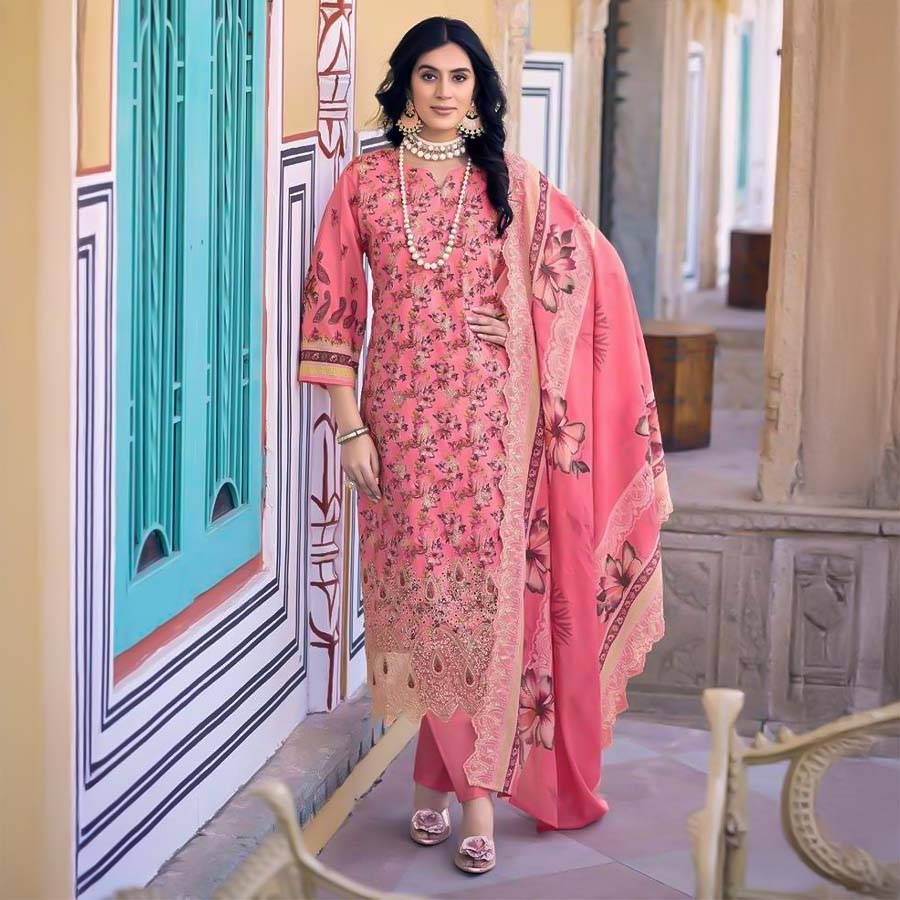 Pink  Lawn Casual Wear Salwar Kameez