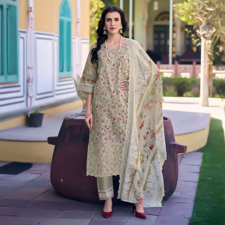 White  Lawn Casual Wear Salwar Kameez