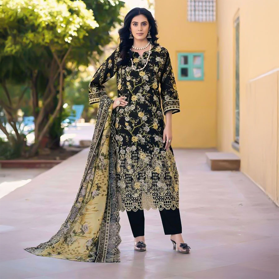 Green  Lawn Casual Wear Salwar Kameez