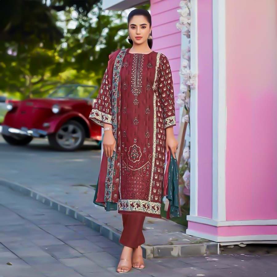 Brown  Lawn Casual Wear Salwar Kameez