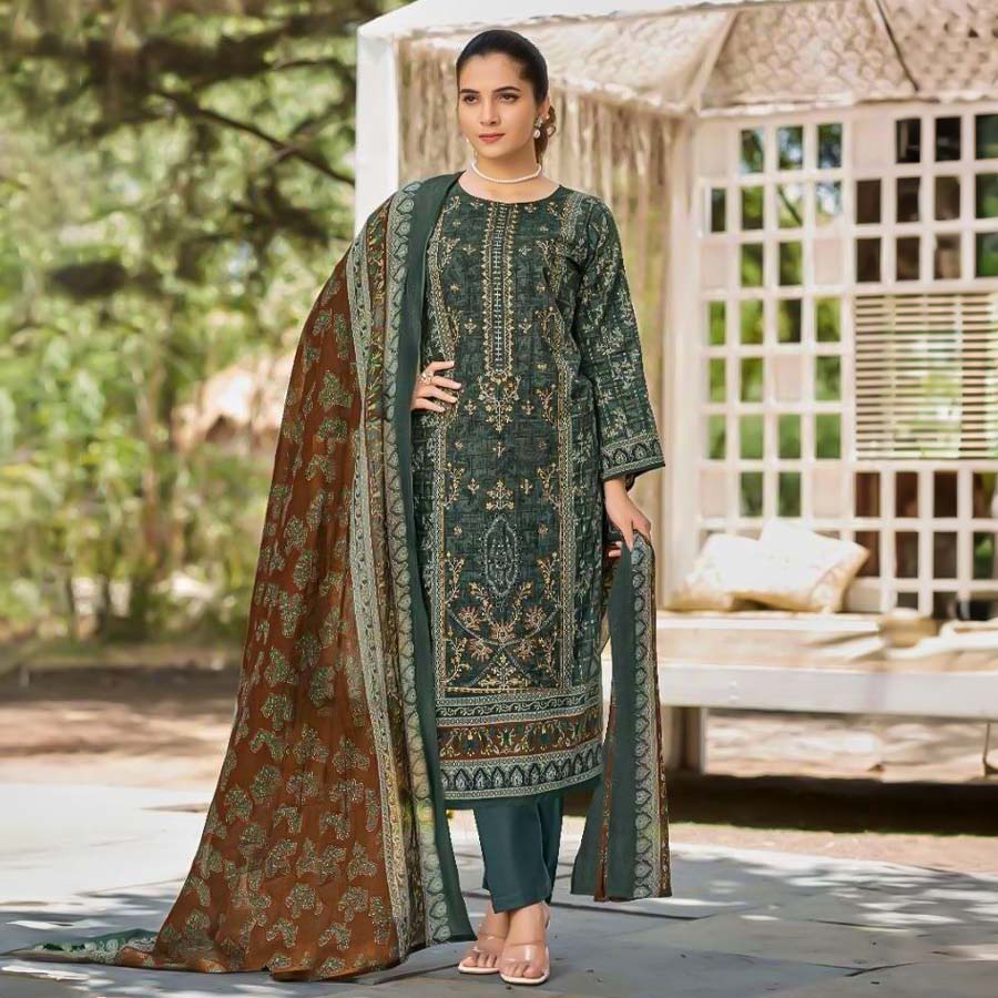 Green  Lawn Casual Wear Salwar Kameez