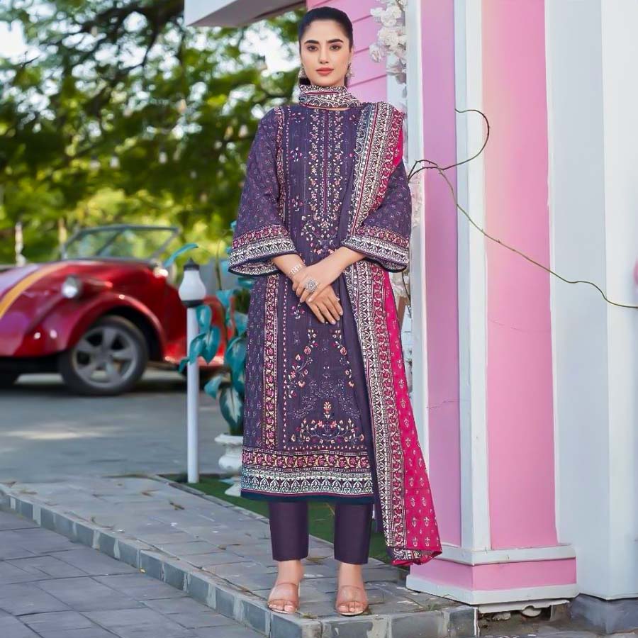 Purple Lawn Casual Wear Salwar Kameez