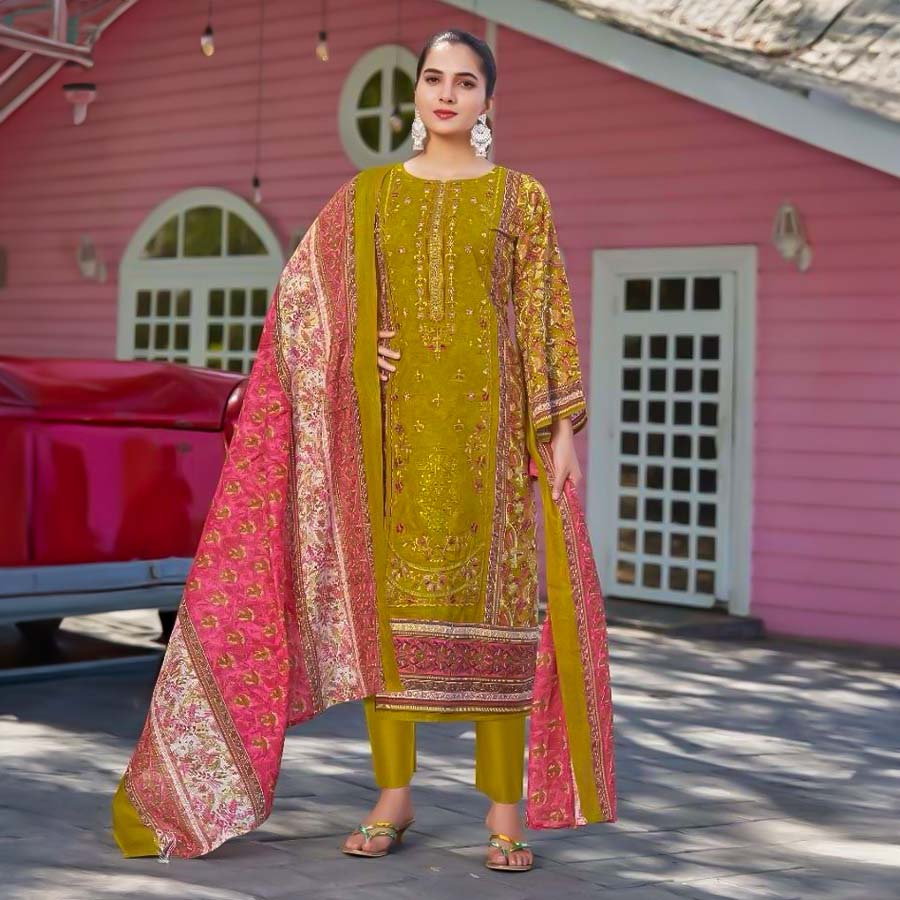 Yellow Lawn Casual Wear Salwar Kameez