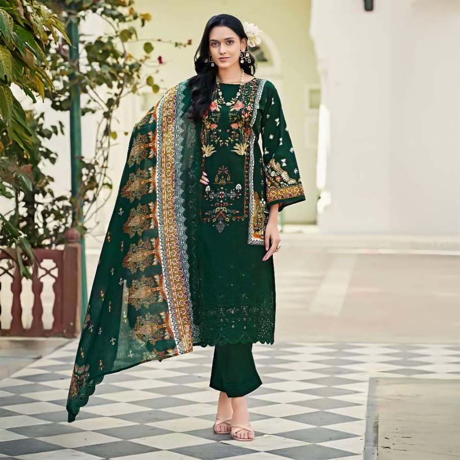 Green  Lawn  Casual Wear Salwar Kameez