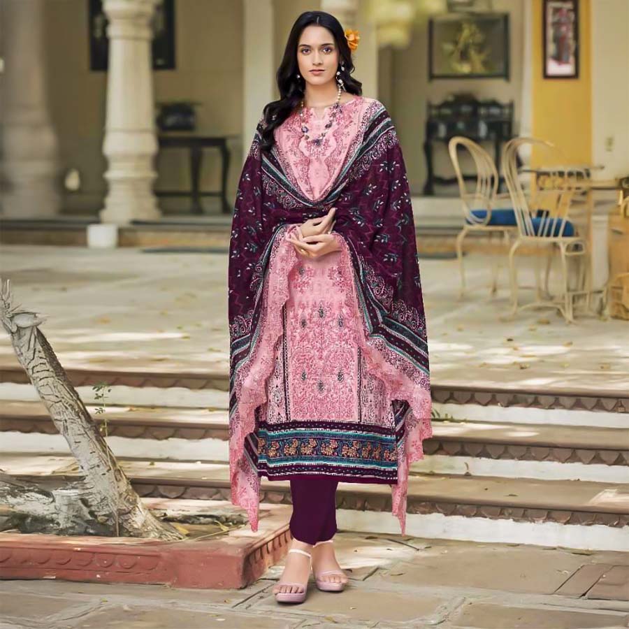 Pink  Lawn  Casual Wear Salwar Kameez