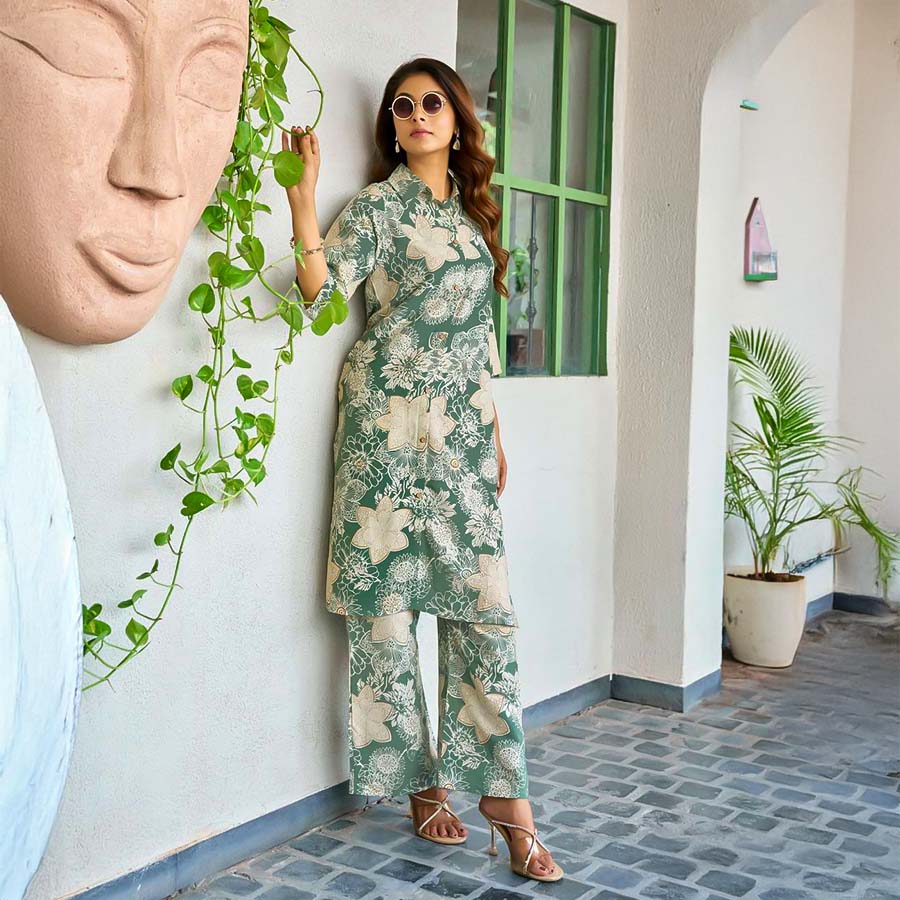 Green  Rayon Casual Wear Kurti