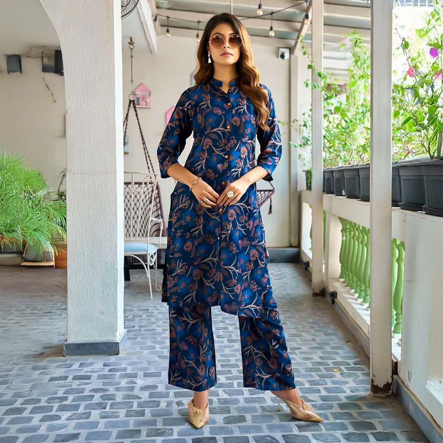 Blue Rayon Casual Wear Kurti