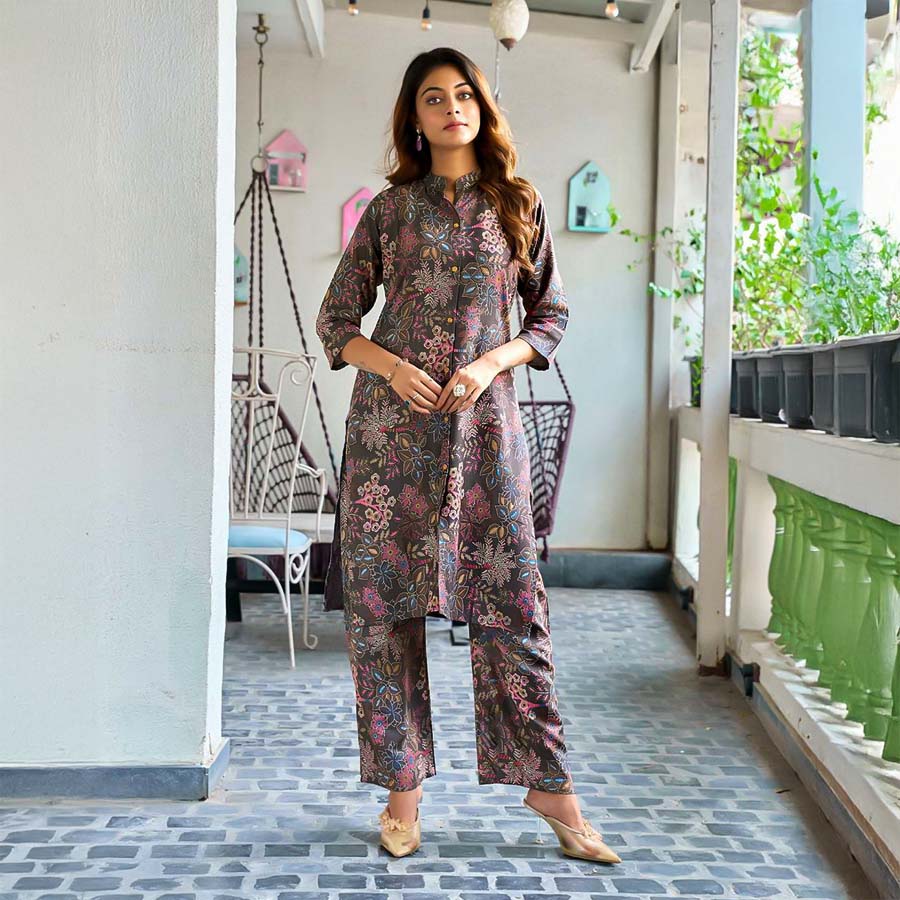 Brown Rayon Casual Wear Kurti
