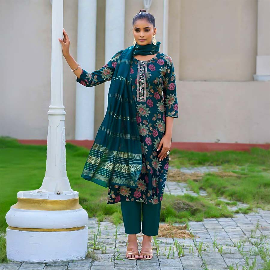 Green  Vertican  Casual Wear Salwar Kameez