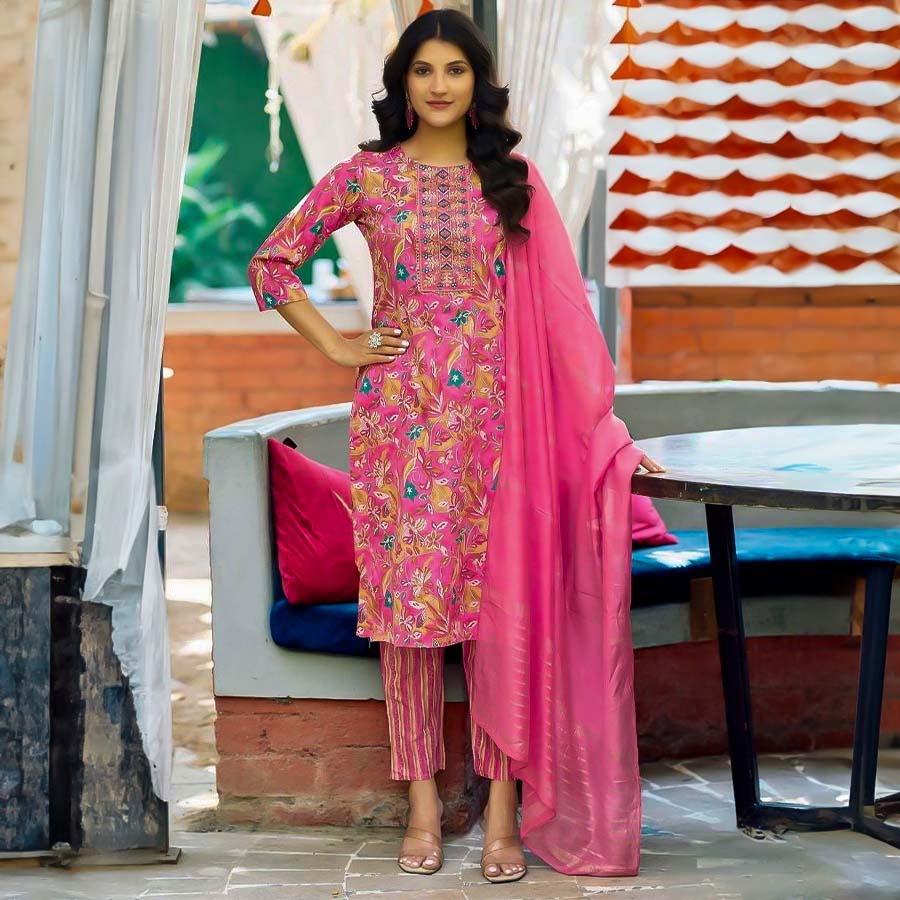 Pink Capsule Print Printed Salwar Kameez