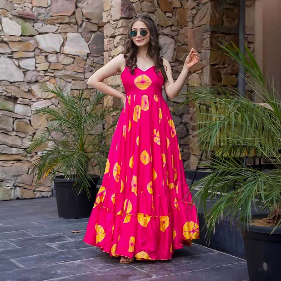Magenta  Rayon Printed Kurti