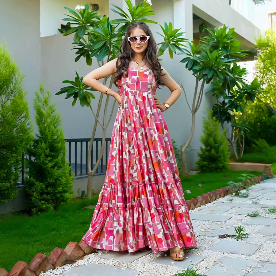 Pink  Rayon Printed Kurti