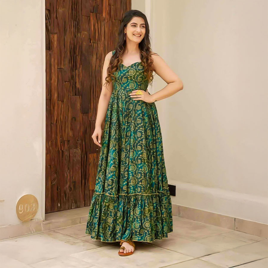 Green  Rayon Printed Kurti