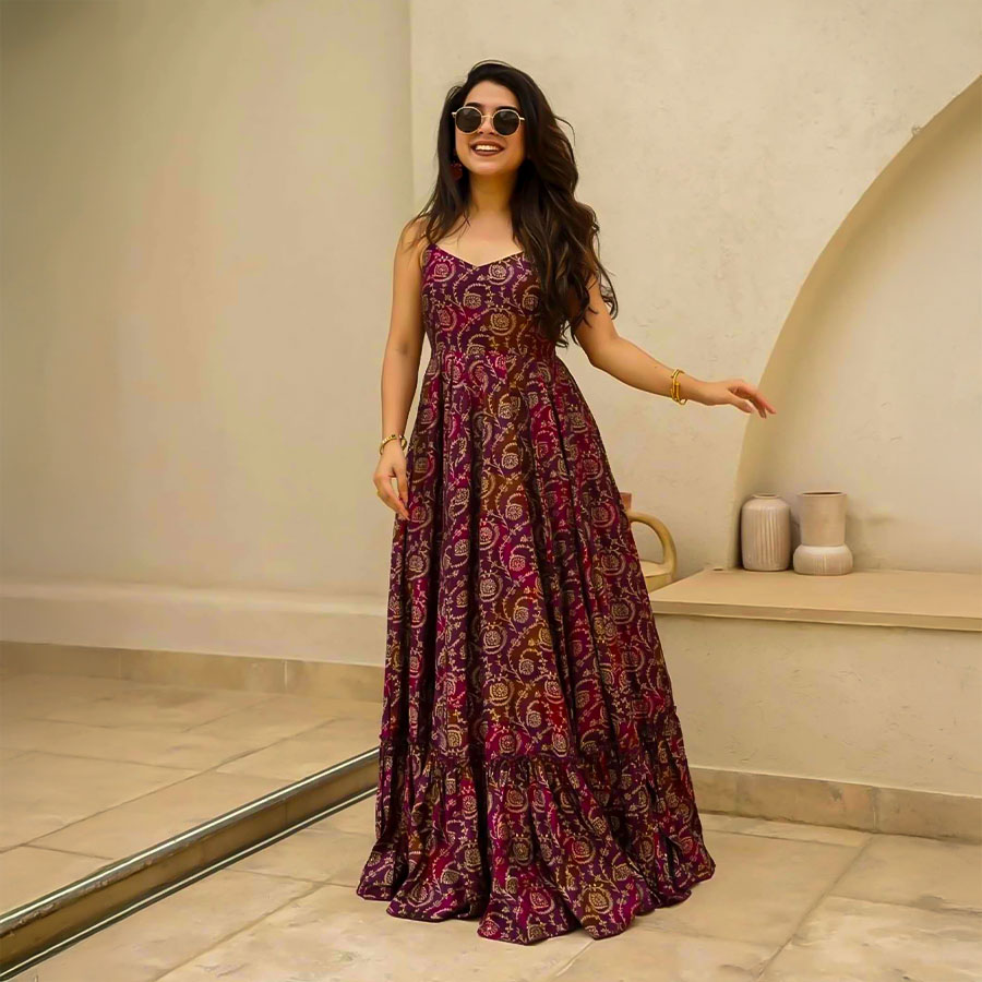 Magenta  Rayon Printed Kurti