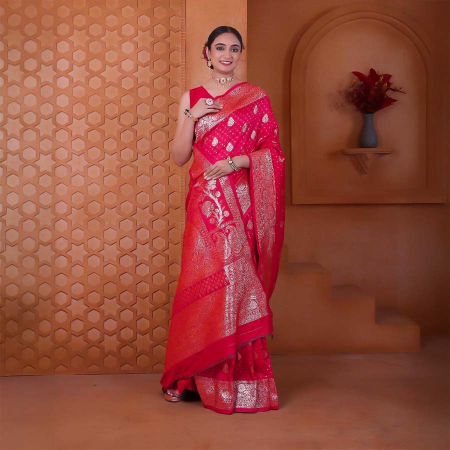 Red  Soft Silk Casual Wear Saree
