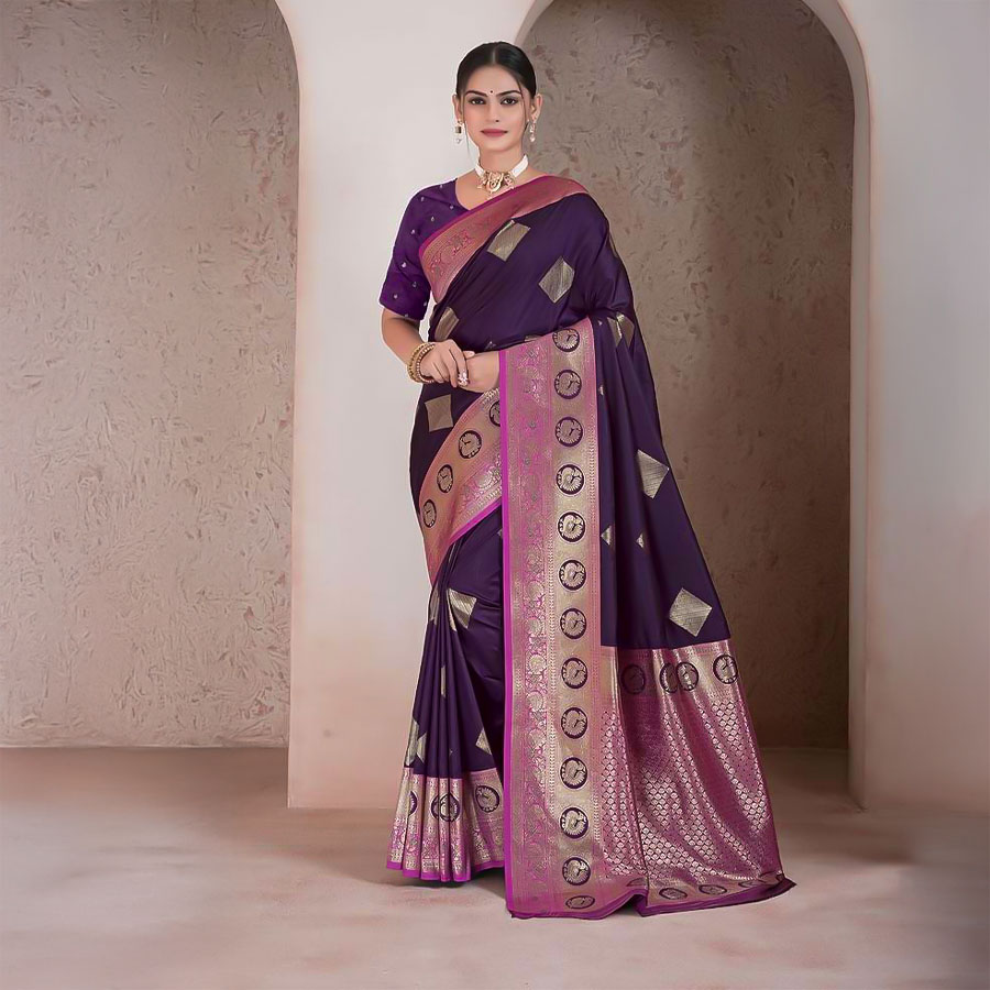 Violet  Soft Silk Casual Wear Saree
