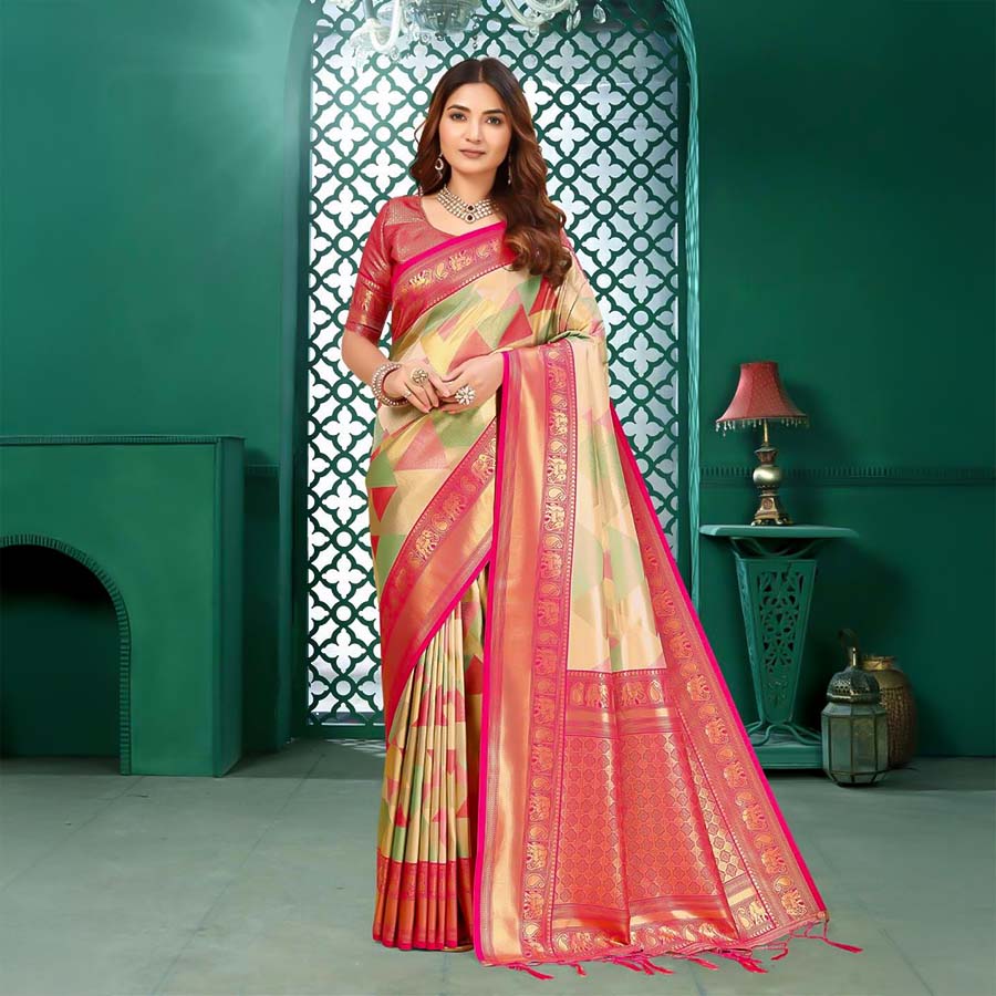 Yellow  Kanjivaram Silk Party Wear Saree