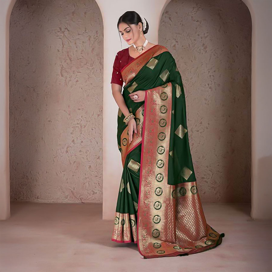 Green  Soft Silk Casual Wear Saree
