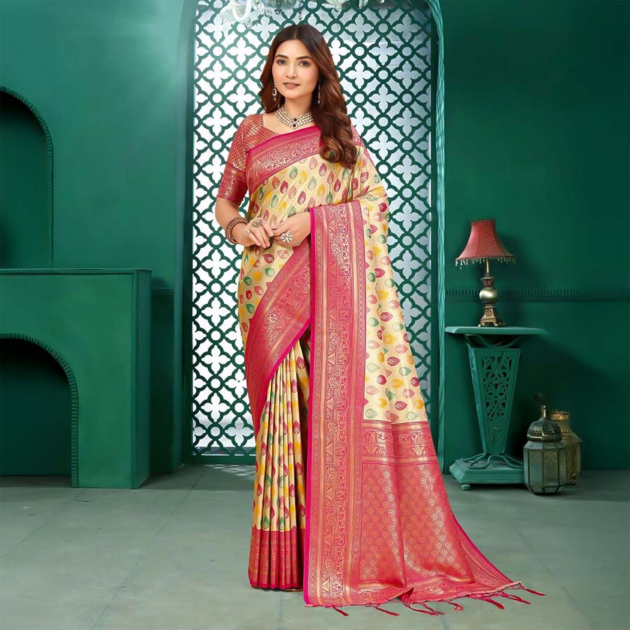 Yellow  Kanjivaram Silk Party Wear Saree