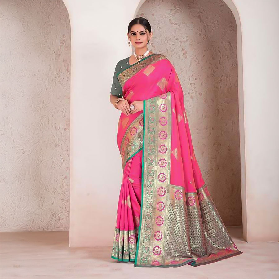 Pink  Soft Silk Casual Wear Saree