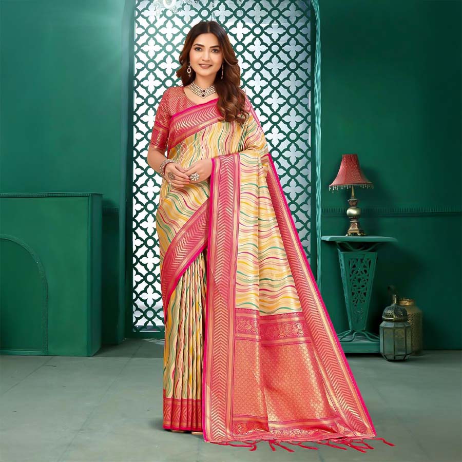 Yellow  Kanjivaram Silk Party Wear Saree