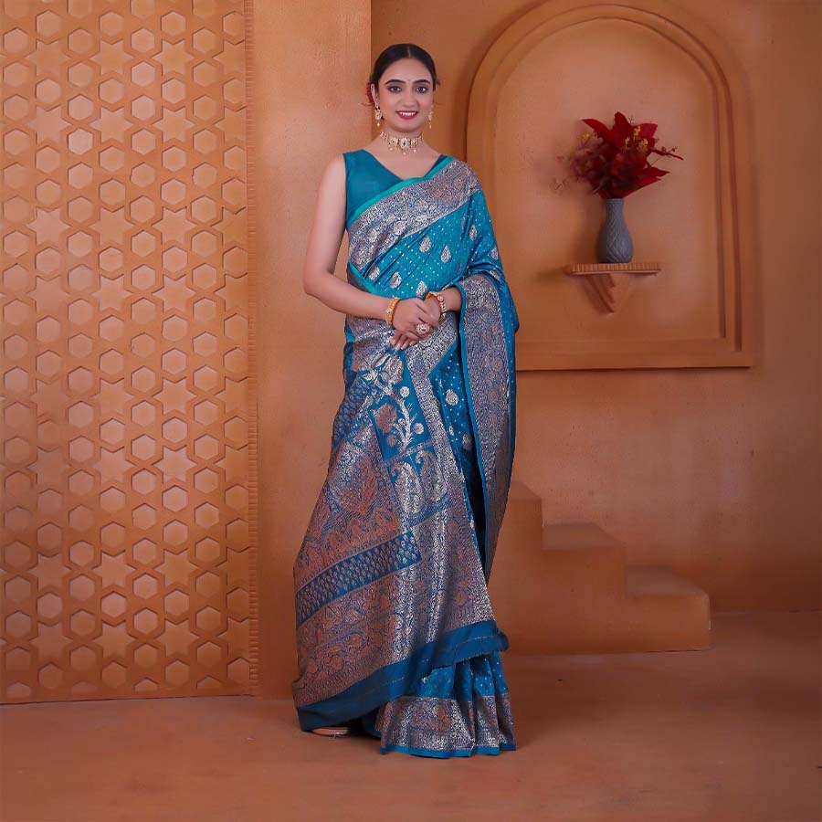 Blue Soft Silk Casual Wear Saree